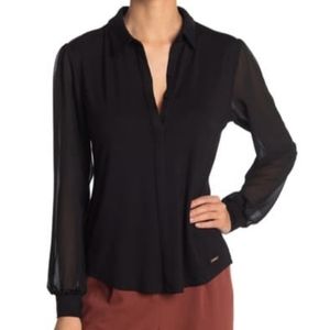 BNWT T Tahari Woven Long Sleeve Button Down Shirt